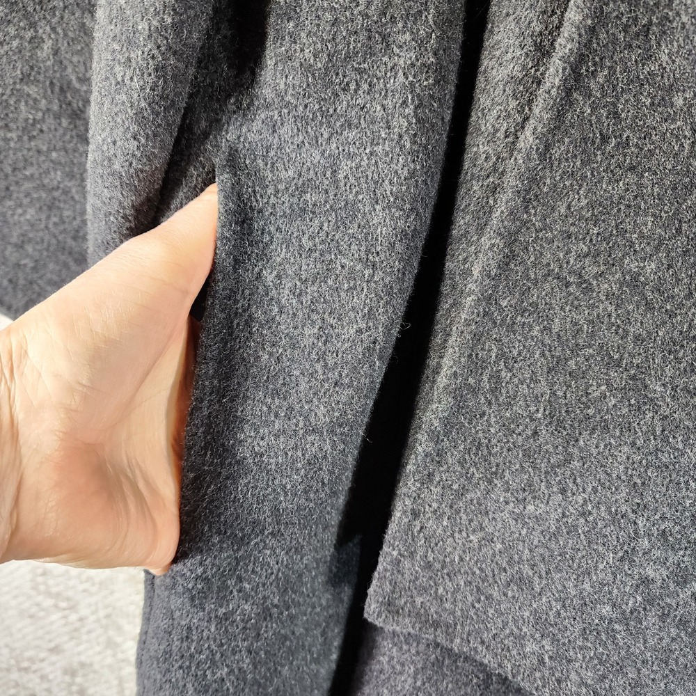 Eileen Fisher Boiled Wool Open Front Shawl Collar Coat Womens L Charcoal Nice! - Picture 3 of 13